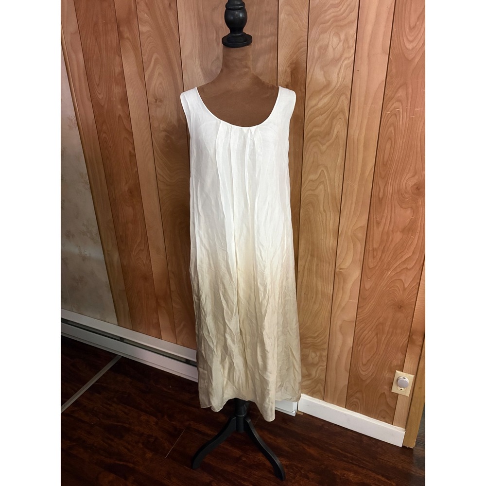 Baci‎ Italy White Ombre Silk Blend Sleeveless Pleated Maxi Dress S/M Bohemian